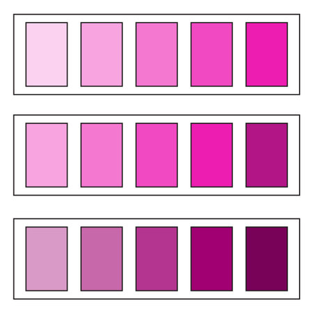 Purple hue palette. Violet swatch range. Gradient shade Vector. Modern color strip.のイラスト素材