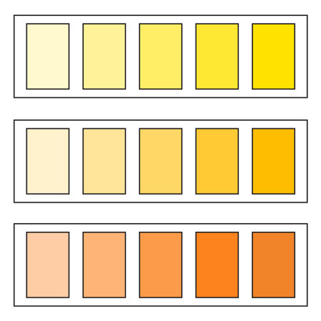 Yellow palette swatches. Monotone color scheme. Vibrant warm shades. Vector hue selection.のイラスト素材