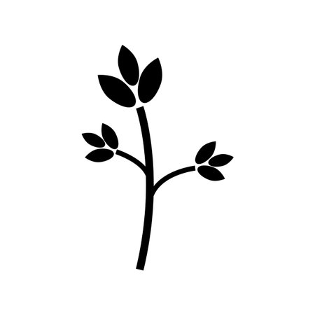 Branch leaves icon. Plant stem symbol. Nature growth graphic. Vector foliage element.のイラスト素材