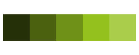 Green color palette. Hue shades illustration. Tonal gradient squares. Vector color swatch.のイラスト素材