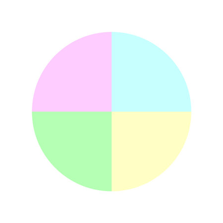 Color palette illustration. Pastel color sections. Circular shape Vector. Soft delicate tones.のイラスト素材