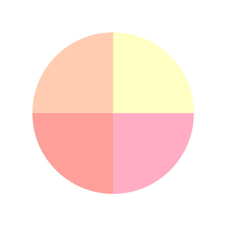 Pink yellow circle. Pastel color scheme. Light shades illustration. Vector divided chart.のイラスト素材