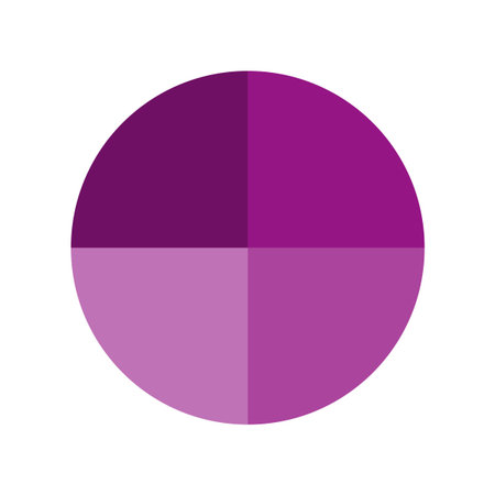 Purple circle illustration. Magenta color shades. Four segments chart. Vector geometric graphic.のイラスト素材