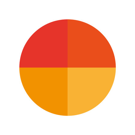 Color palette illustration. Warm orange sections. Circular shape Vector. Red and yellow tones.のイラスト素材