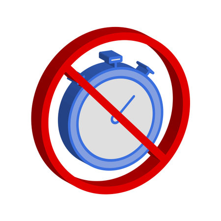 No stopwatch symbol. Time limit restriction. Vector deadline icon. Banned measurement sign.のイラスト素材