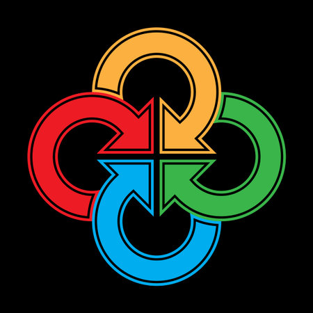 Circular arrows illustration. Recycling loop symbol. Dynamic rotation graphic. Vector business...