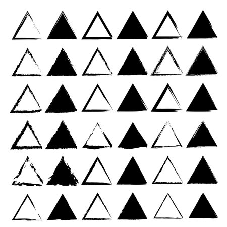 Triangle grunge pattern. Abstract geometric shape. Black white texture. Vector distressed element. EPS 10.のイラスト素材