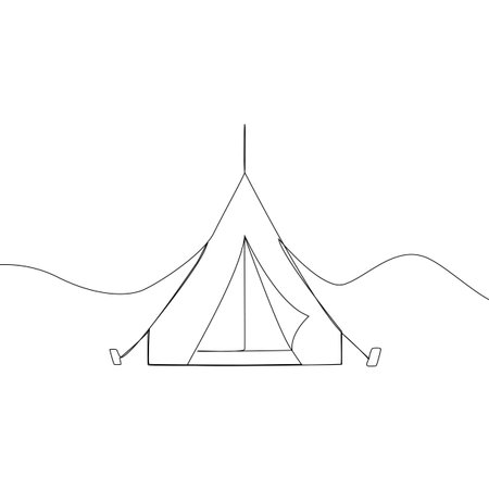 Camping tent icon. Outdoor adventure symbol. Tourist shelter Vector. Nature travel concept. EPS 10.のイラスト素材