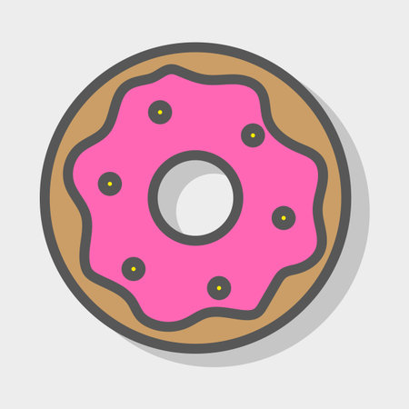 Donut pastry icon. Sweet dessert symbol. Ring shaped Vector food. Bakery frosted element. EPS 10.のイラスト素材