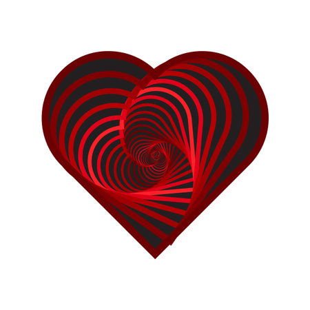 Spiral heart icon. Love emotion symbol. Abstract red Vector shape. Dynamic line art. EPS 10.のイラスト素材