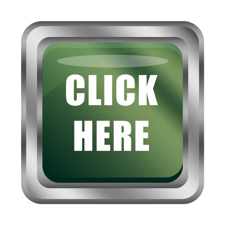 Green CLICK HERE button. Action call to. Vector web element. Shiny navigation icon. EPS 10.のイラスト素材