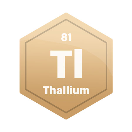 Thallium chemical element tile. Atomic number 81. Tl chemical sign. Beige brown Vector hexagon. EPS 10.のイラスト素材