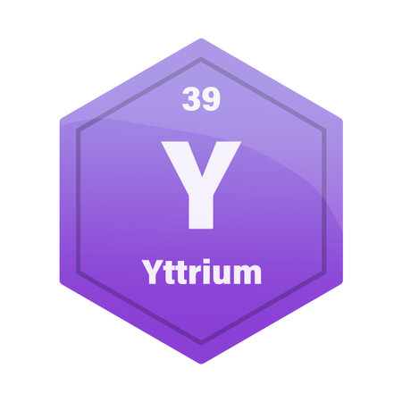 Yttrium chemical element tile. Atomic number 39. Y chemical sign. Violet purple Vector hexagon. EPS 10.のイラスト素材