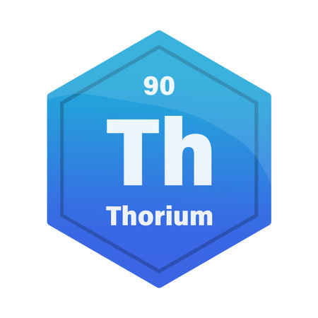 Thorium chemical element tile. Atomic number ninety. Th sign Vector icon. Turquoise blue gradient hexagon. EPS 10.のイラスト素材