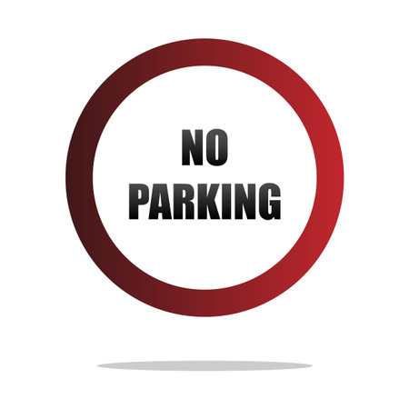 No parking sign. Prohibition road text. Traffic regulation Vector icon. Urban street graphic.のイラスト素材