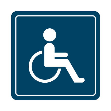 Disability sign icon. Wheelchair access symbol. Public assistance Vector. Handicapped person graphic. EPS 10.のイラスト素材