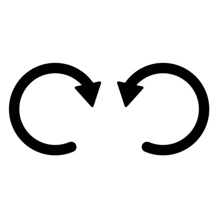 Refresh cycle icon. Two arrows rotation. Update process Vector. Simple black element. White background. EPS 10.のイラスト素材