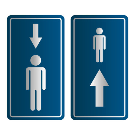 Elevator signage icon. Up down direction. Human figure Vector. Public navigation symbol. EPS 10.のイラスト素材