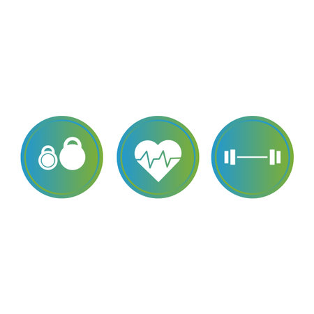 Fitness health icons. Workout gym symbols. Active life Vector. Wellness care equipment. EPS 10.のイラスト素材