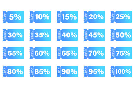 Percentage numbers set. Discount rate figures. Numerical data Vector. Light blue background. EPS 10.のイラスト素材