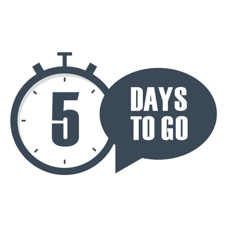Organizational identification countdown. Chronological five Vector. 5 DAYS GO. Professional...