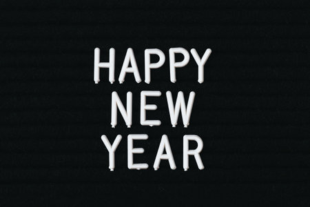 Happy New Year greeting postcard minimalism wishの写真素材