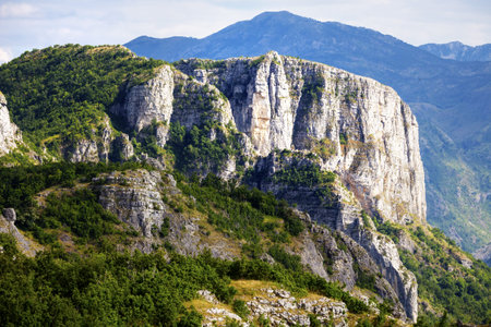 Beautiful mountain landscape on summer day. Montenegro, Albania, Bosnia, Dinaric Alps Balkan Peninsula. Can be used for postcards, banners,の写真素材