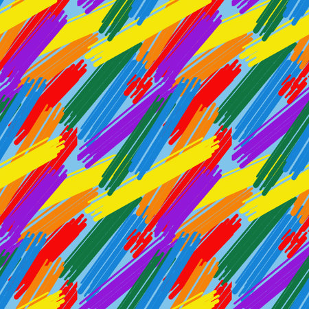 Seamless pattern of abstract lines in lgbt colors on blue background, Gay pride symbol. LGBT...