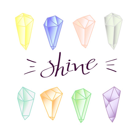 colored mineral crystals designe elements shine stonesのイラスト素材