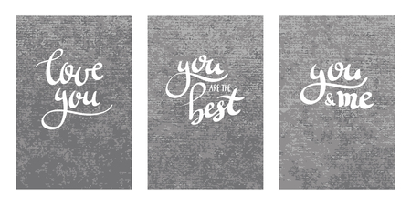 brush pen modern custom calligraphy letterig, love message, love you, you are the best, you and me postcard velvet textureのイラスト素材