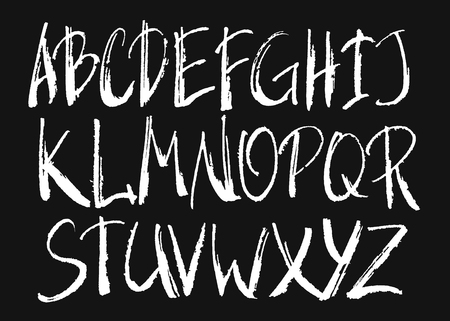 Handwritten calligraphic brush alphabet decorative grunge styleのイラスト素材