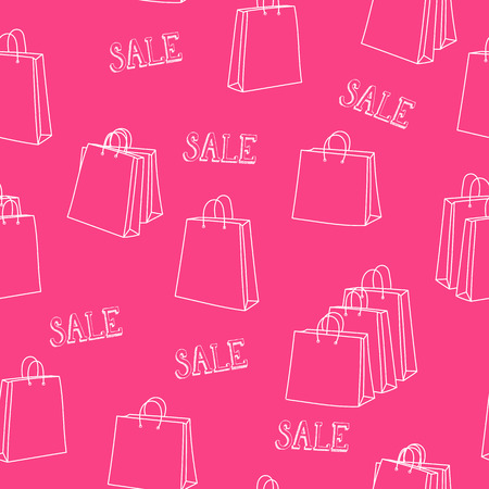 Sale shopping bags seamless pattern. For retail promotion graphik design. Black friday season sale. For poster, postcard, wrapping paper design.のイラスト素材