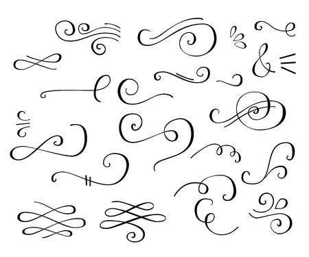 Flourish swirl ornate decoration for pointed pen ink calligraphy styleのイラスト素材