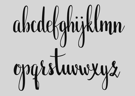 Handwritten brush style modern calligraphy cursive font. Calligraphy alphabet. Cute calligraphy letters. For postcard or poster decorative graphic design. Isolated letter elements.のイラスト素材