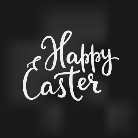 Happy easter day simple lettering. Calligraphy postcard or poster graphic design lettering element. Hand written calligraphy style easter postcard chalk board style. Photography overlay sign.のイラスト素材