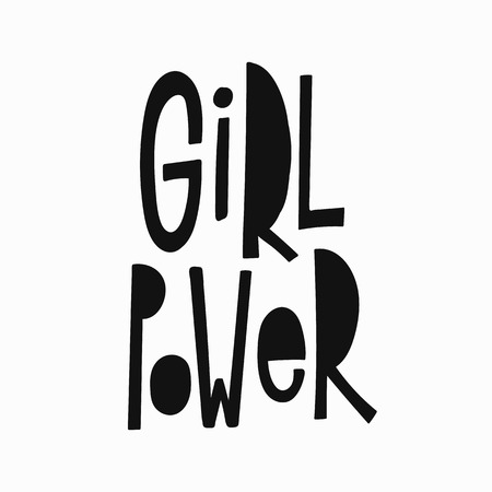 Girl power t-shirt quote feminist lettering. Calligraphy inspiration graphic design typography element. Hand written card. Simple vector sign. Protest against patriarchy sexism misogyny femaleの写真素材