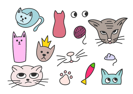 Meow Cats fish mouse inspiration graphic design typography element.のイラスト素材