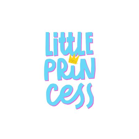 Little Princess Crown paper cutout quote lettering. Calligraphy inspiration graphic design typography element. Hand written postcard. Cute simple vector sign letters geometric rough style print girlのイラスト素材