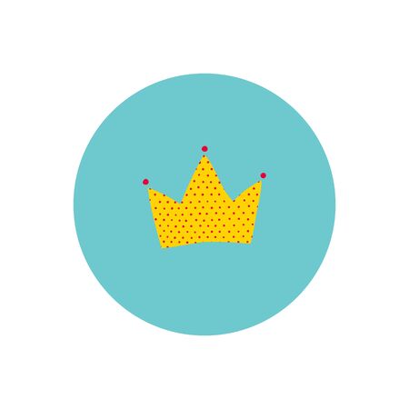 Yellow crown blue Girl Women icon circle feminist bundle small illustration. Female inspiration graphic design typography element. Hand drawn sticker. Simple vector symbol. Support sisterhood helpの写真素材
