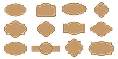 Vintage retro label. Vector image of a set of old frames. Sticker or invitation for a gift.のイラスト素材
