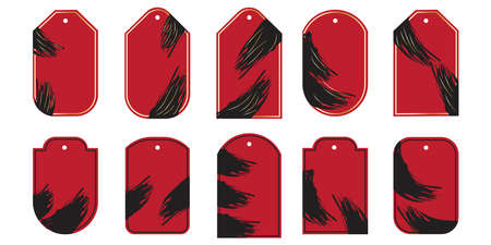 Set of red price tags. Vector image of badges for sale.のイラスト素材