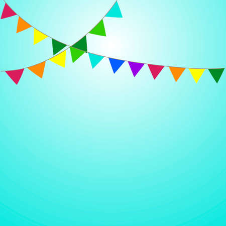 Vector image of a garland of holiday flags. Hanging triangular pennants for a birthday.のイラスト素材