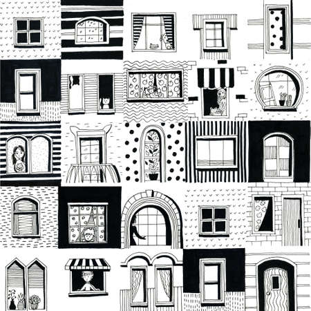 patterns black white city and natureの写真素材