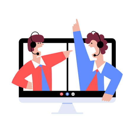 Two candidates debate online using web technologyのイラスト素材