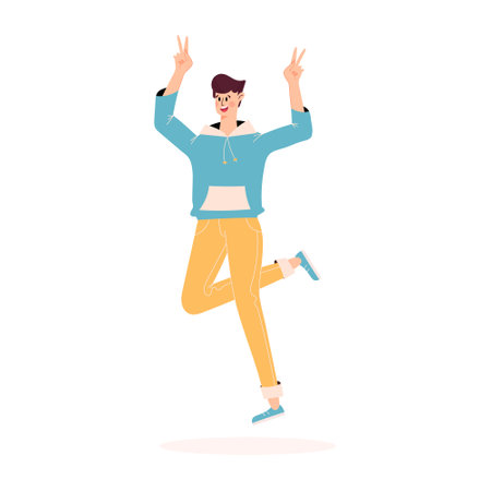 Happy jumping peopleのイラスト素材