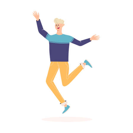 Happy jumping peopleのイラスト素材