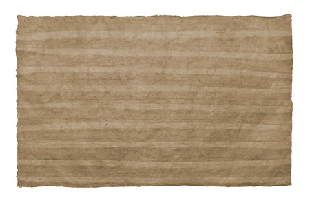 Handmade  striped paper sheet  of color of sepia on white isolated background, textureの写真素材
