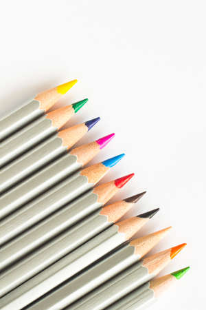 Colored pencils on white backgroundの写真素材