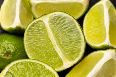 Lime halves close up. natural cold remedy. flat lay.