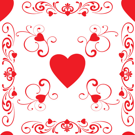 Red seamless pattern from heart on a white backgroundのイラスト素材